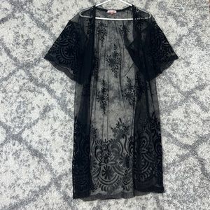 Black swimsuit cover with black velvet detail